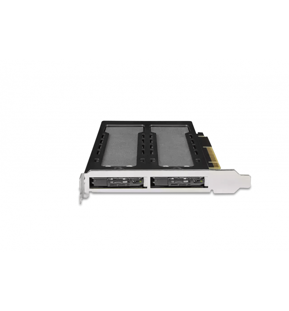 Wyjmowana, 2-zatokowa obudowa M.2 NVMe SSD na PCIe 4.0 x8 do montażu w PCI Express (wymagane rozwidlenie PCIe)
