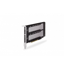 Wyjmowana, 2-zatokowa obudowa M.2 NVMe SSD na PCIe 4.0 x8 do montażu w PCI Express (wymagane rozwidlenie PCIe)