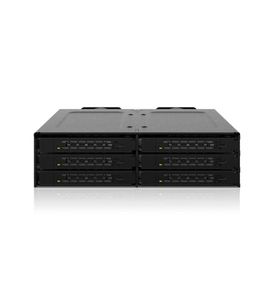 6-zatokowa obudowa 2,5″ U.2/U.3 NVMe SSD (7mm) PCIe 4.0 do zatoki 5,25″ (3 x SlimSAS SFF-8654 8i)  MB118VP-B