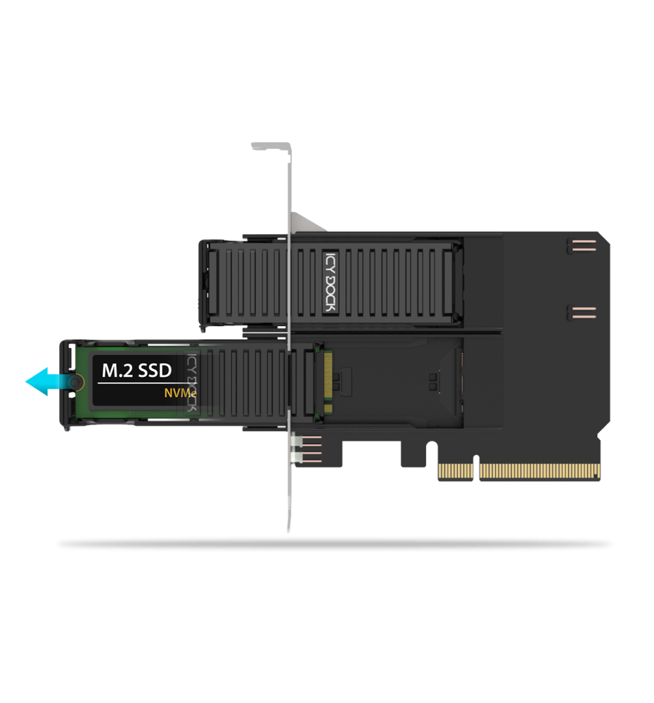 ExpressSlot Core MB312M4P-B 2-kieszeniowa karta adaptera M.2 NVMe SSD do obudowy PCIe 4.0 x8 dla gniazda rozszerzeń PCIe