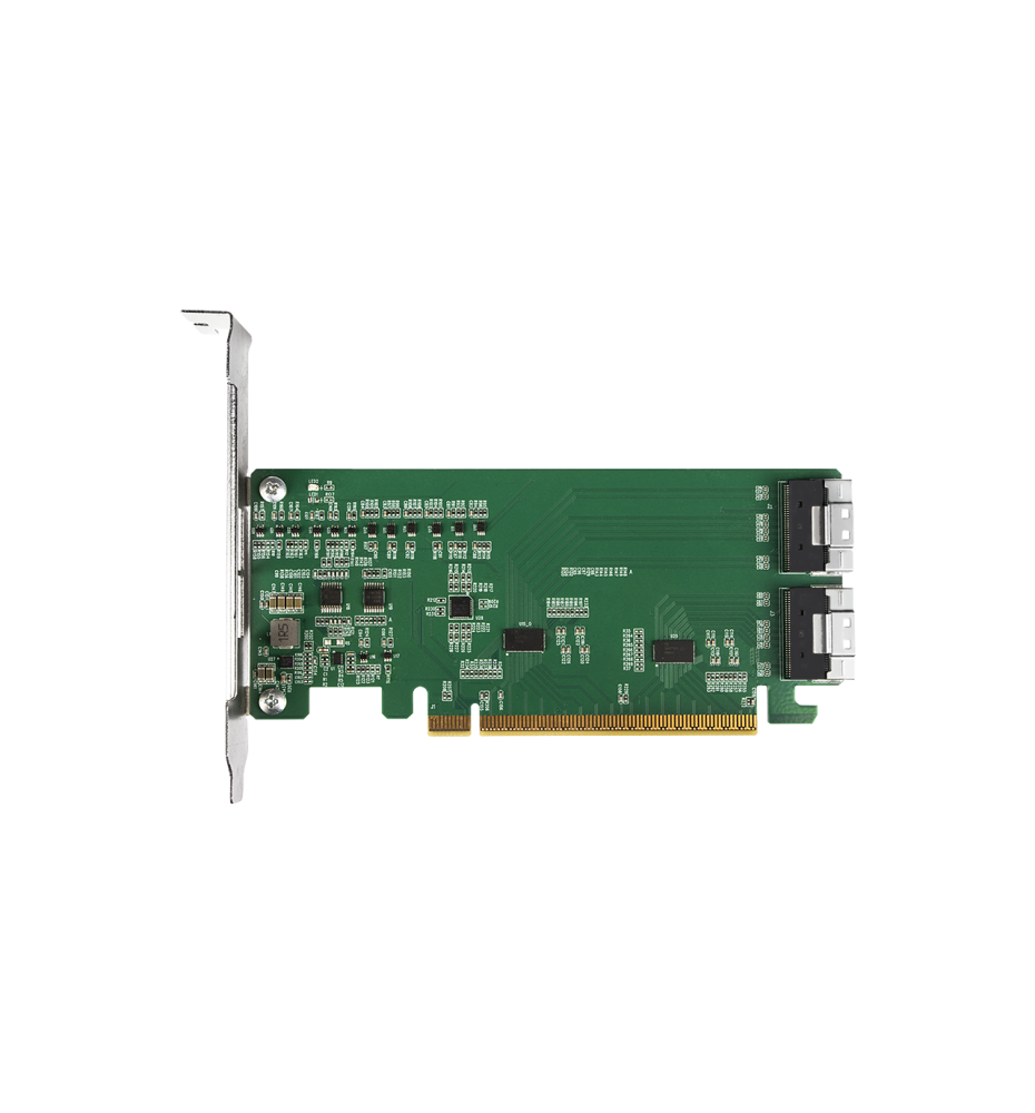Karta adaptera PCIe 4.0 x16 NVMe z 2 portami SlimSAS 8i (SFF-8654) i ReDriverem (EXLink MB308A)