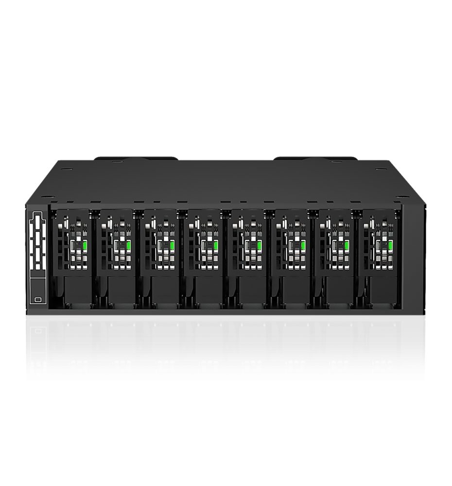 ToughArmor MB218E5P-B Kieszeń na 8 dysków E1.S SSD 15 mm do zewnętrznej zatoki 5,25" (4 × MCIO 8i SFF-TA-1016)